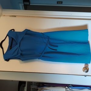 Jones New York Sz 14 vibrant blue belted keyhole sheath dress
